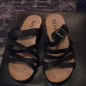 Black Korks  Strappy Sandals